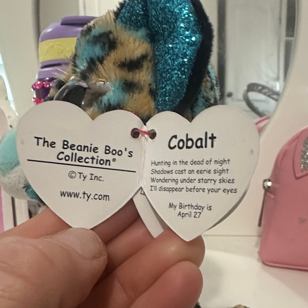 Ty Beanie Boo’s Collection “Cobalt” Blue and Black Spotted Leopard Plush Toy NWT - Picture 3 of 11